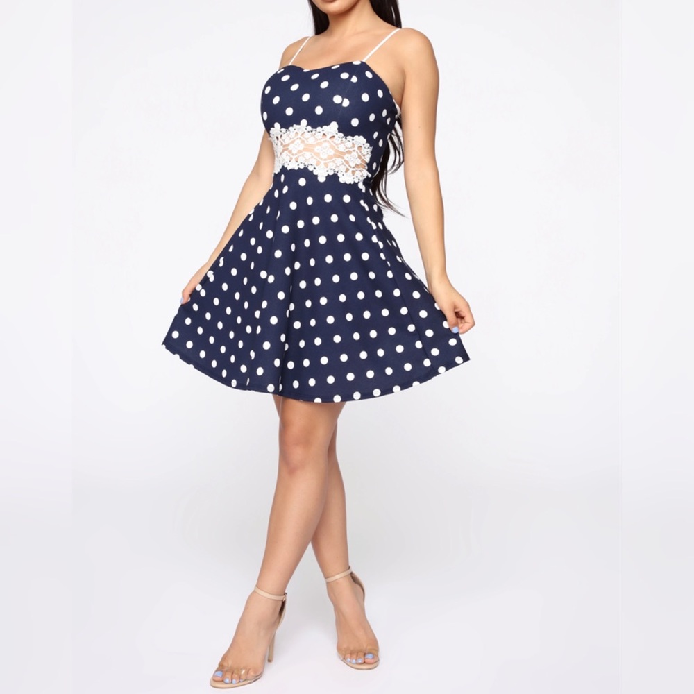 Spot You From Beyond Polka Dot Dress - Navy/combo
